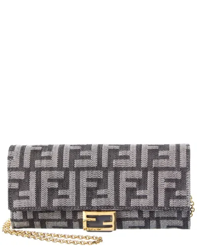 Fendi Baguette Leather Wallet On Chaim In Blue