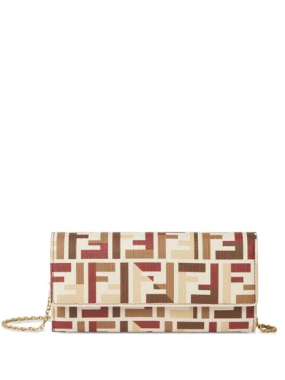 Fendi Baguette Leather Wallet On Chain In Multi