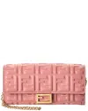 Fendi Baguette Leather Wallet On Chain In Pink