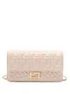 Fendi Baguette Leather Wallet On Chain In White