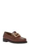 Fendi Baguette Leather Buckle Loafers In Brown