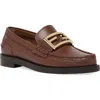 Fendi Baguette Leather Buckle Loafers In Acorn