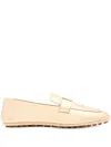 Fendi Leather Loafers With Refined Silhouette In Gold