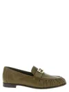 Fendi Textured Leather Loafers Featuring Fringe Detail In Green
