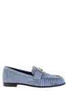 Fendi Baguette Denim Loafers Gold Tone Hardware In Blue