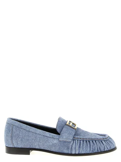 FENDI BAGUETTE LOAFERS LIGHT BLUE