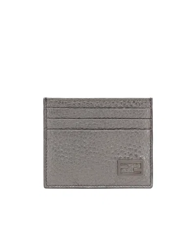 Fendi Baguette Logo Flat Clip In Gray