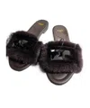 Fendi Baguette Logo Sandals In Black