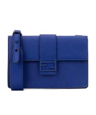 Fendi Baguette Logo Shoulder Bag In Blue