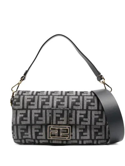 Fendi Baguette Logo Tote Bag In Black