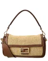 Fendi Baguette Macramé-detail Shoulder Bag In Beige