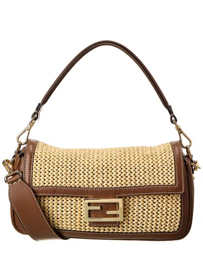 Fendi Baguette Macramé-detail Shoulder Bag In Beige