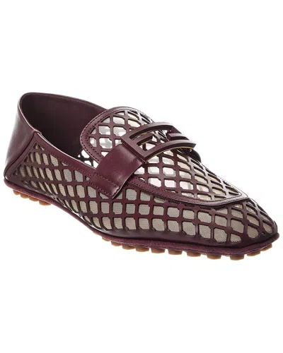 Fendi Baguette Mesh & Leather Loafer In Red