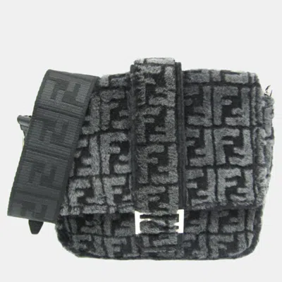 Pre-owned Fendi Baguette Messenger Medium Leather Shoulder Bag Black