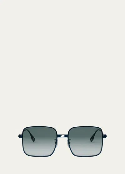 Fendi Baguette Metal Square Sunglasses In Blue