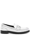 Fendi Baguette Metallic Leather Loafers In Silver