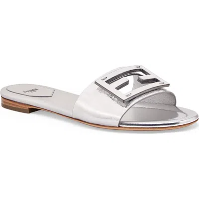 Fendi Baguette Metallic Slide Sandal