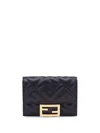 Fendi Baguette Micro Leather Wallet In Black