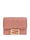 Fendi Nappa Leather Uette Micro Trifold Wallet Accessories In Brown