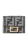 Fendi Micro Trifold Purse Textured Finish In Gray