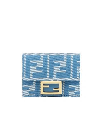 Fendi Micro Trifold Baguette Wallets And Card Holders Light Blue