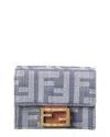 Fendi Portafoglio Baguette Micro In Denim Ricamato  Donna In Blue