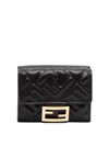 Fendi Nappa Leather Uette Micro Trifold Wallet Accessories In Black