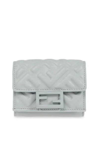 Fendi Baguette Micro Trifold Wallet In Blue