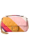 Fendi Colorblock Ff-embossed Baguette Shoulder Bag In White