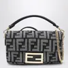 Fendi Baguette Mini Bag In Dark Blue Denim-effect Ff Women In Black