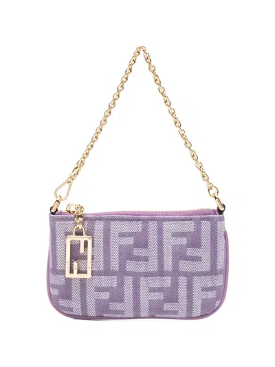 Fendi Baguette Flat Pouch Mini In Purple