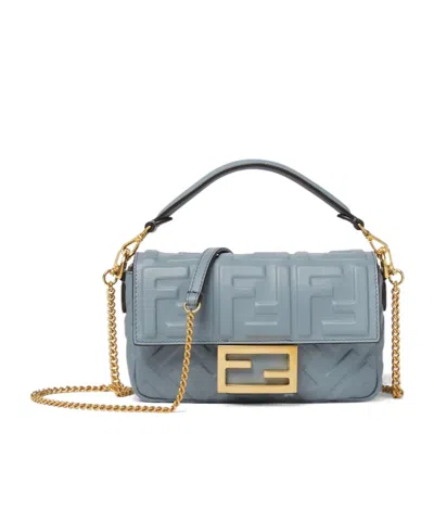 Fendi Mini Baguette Embossed Tote Bag In Orange