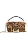 Fendi Mini Baguette Bag In Printed Ponyeffect Calfskin Leather In Brown