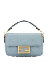 Fendi Baguette Mini Leather Handbag In Gray