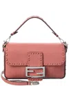 Fendi Baguette Mini Leather Shoulder Bag In Pink