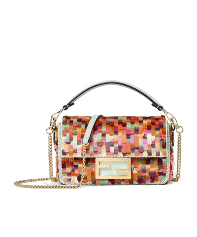 Fendi Sequin-embellished Leather Shoulder Bag In Multi