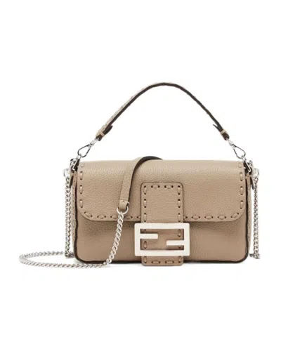 Fendi Baguette Mini Shoulder Bag In Nude