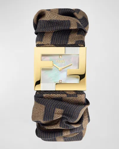 Fendi Baguette Monogram Bracelet Watch With Diamonds In Biancarosa