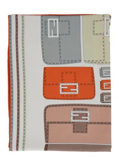 Fendi 'baguette' Multicolor Scarf With All-over Print In Silk Woman