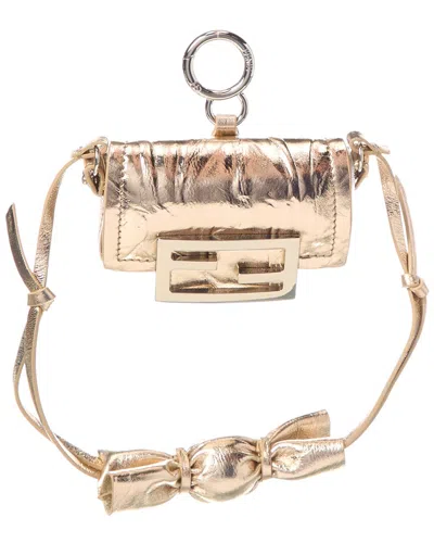 Fendi Baguette Nano Leather Charm In Neutral