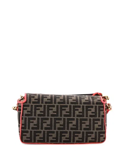 Pre-owned Fendi Baguette Nm Bag Zucca Canvas Medium Shoulder Bag In Brown