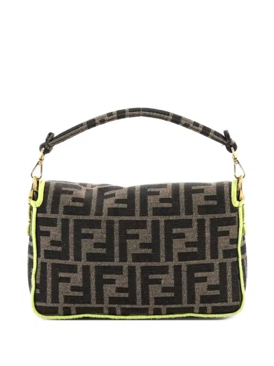 Pre-owned Fendi Baguette Nm Bag Zucca Canvas Mini Crossbody Bag In Brown