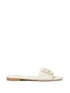 Fendi Wide-band Slide Sandals With Ff Baguette Motif In White