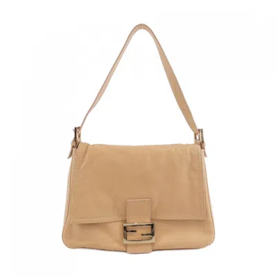 Pre-owned Fendi Baguette Pink Beige Leather Shoulder Bag ()