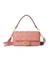 Fendi Medium Quilted Baguette Shoulder Bag With Ff Logo In Pink