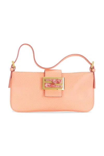 Pre-owned Fendi Baguette Pochette Shoulder Bag In Peach