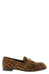 Fendi Women Brown Loafers With Ff Plaque And Leopard Motif In Brushed Leather Woman In Animal Print