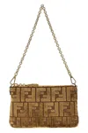 Fendi Baguette Denim Pouch With Ff Flocked Logo