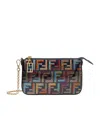 Fendi Women Baguette Ff Fabric Clutch Bag In Black