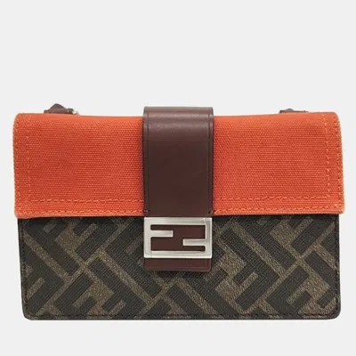 Pre-owned Fendi Baguette Pouch In Brown